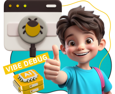Тестирование & Vibe Debug. Охотники за багами - КИБЕРшкола программирования для детей, компьютерные курсы для школьников, начинающих и подростков - KIBERone г. Коптево